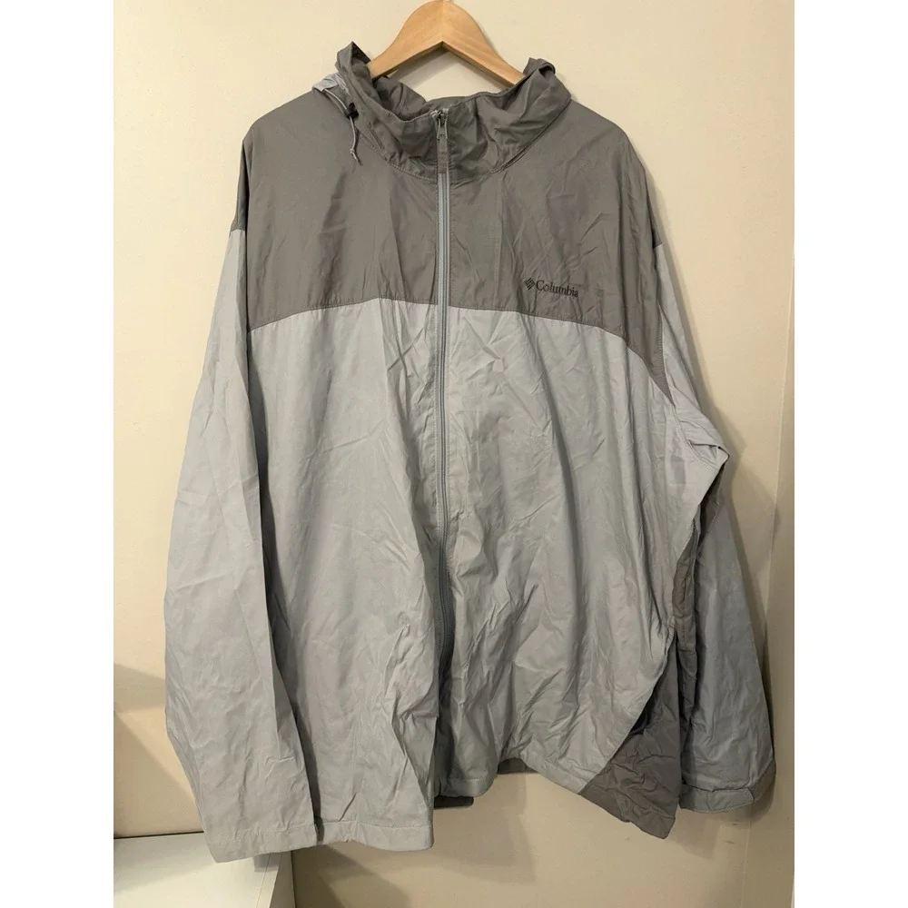 Columbia Windbreaker With Hood Full Zip Two Gray Colors, Size 5XT